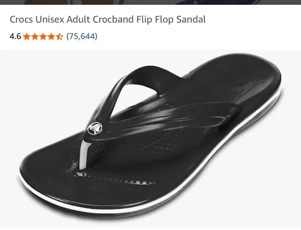 Crocs Unisex Adult Crocband Flip Flop Sandal mens 7 women’s 9 black white stripe